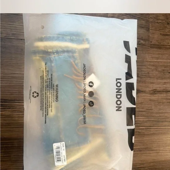 Jaded London Strapless Distressed Denim Corset Top in Blue and Brown - Picture 3 of 3